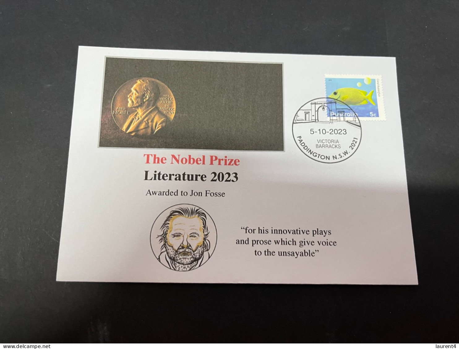 8-10-2023 (3 U 37) Nobel Literature Prize Awarded In 2023 - 1 Cover -  OZ Stamp (postmarked 5-10-2022) - Autres & Non Classés