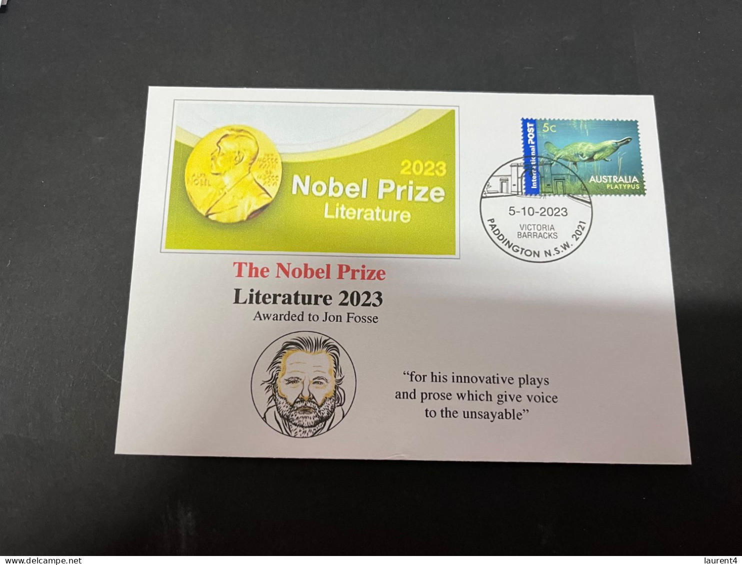 8-10-2023 (3 U 37) Nobel Literature Prize Awarded In 2023 - 1 Cover -  OZ Stamp (postmarked 5-10-2022) - Sonstige & Ohne Zuordnung