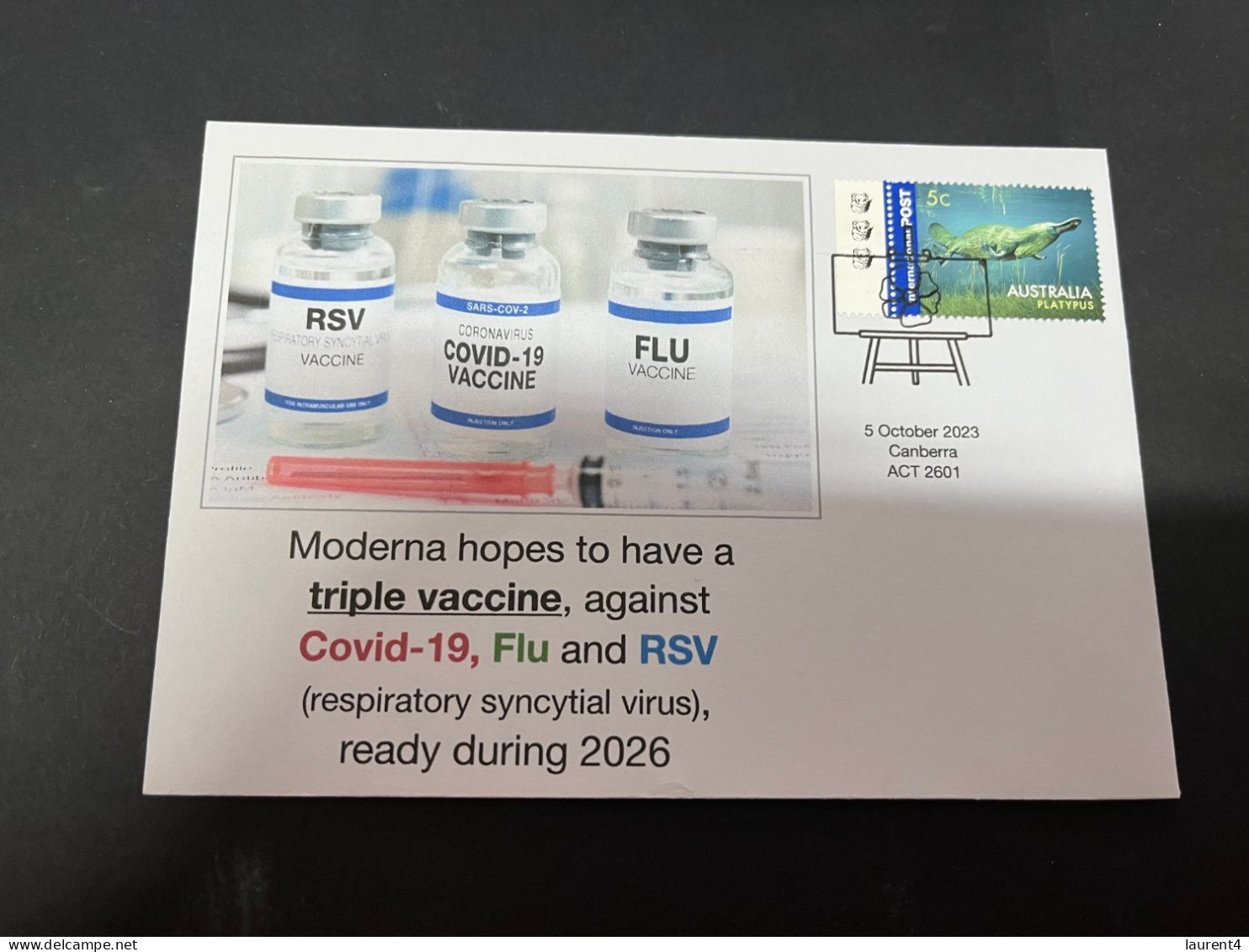 (8-10-2023) (3 U 37) Moderna Hopes To Have A Triple Vaccine Against COVID-19 & Flu & RSV During 2026 (platypus) - Maladies