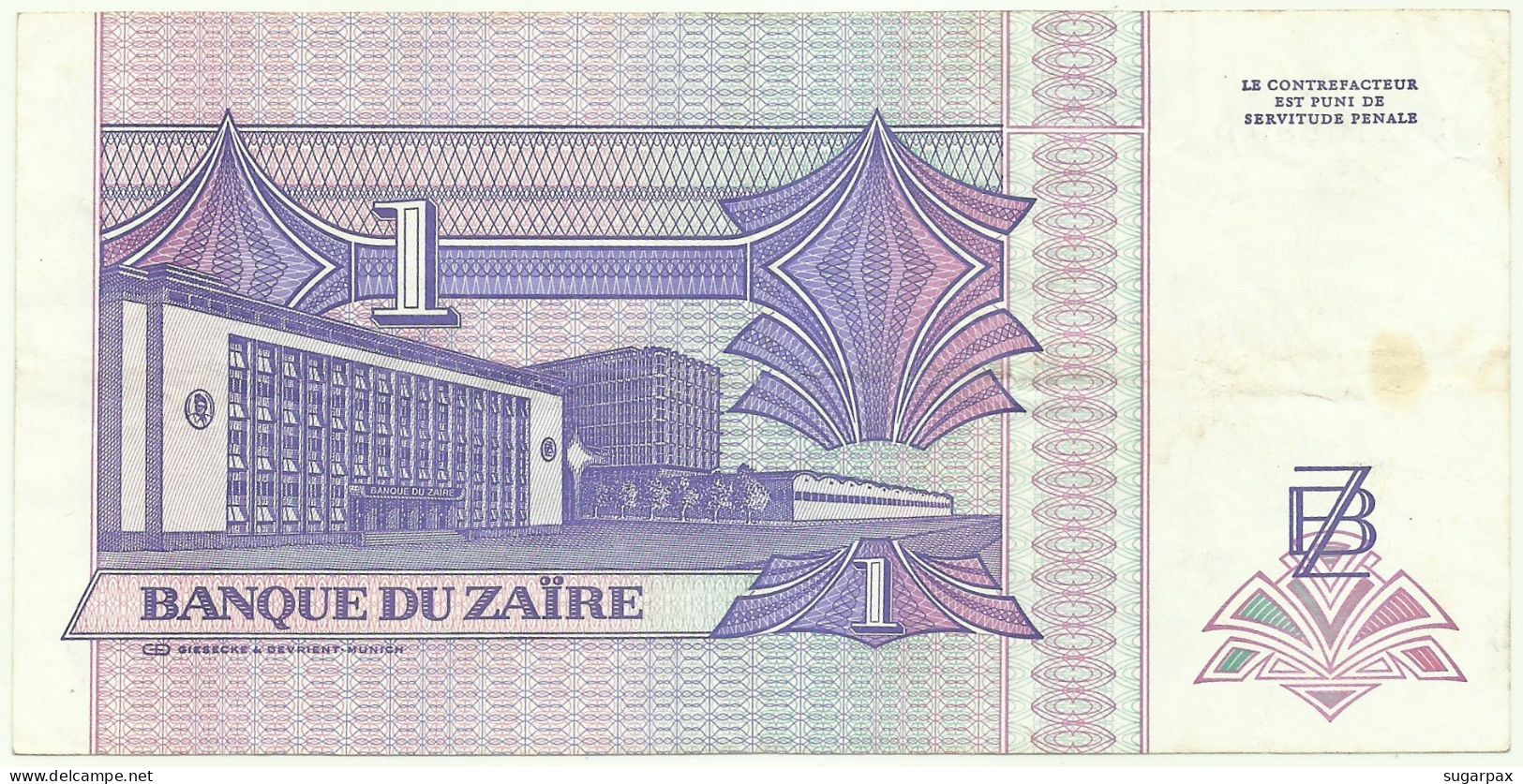 Zaïre - 1 Nouveau Zaïre - 24.06.1993 - Pick 52 - Sign. 9 - Prefix C , Sufix D - Mobutu - Zaïre