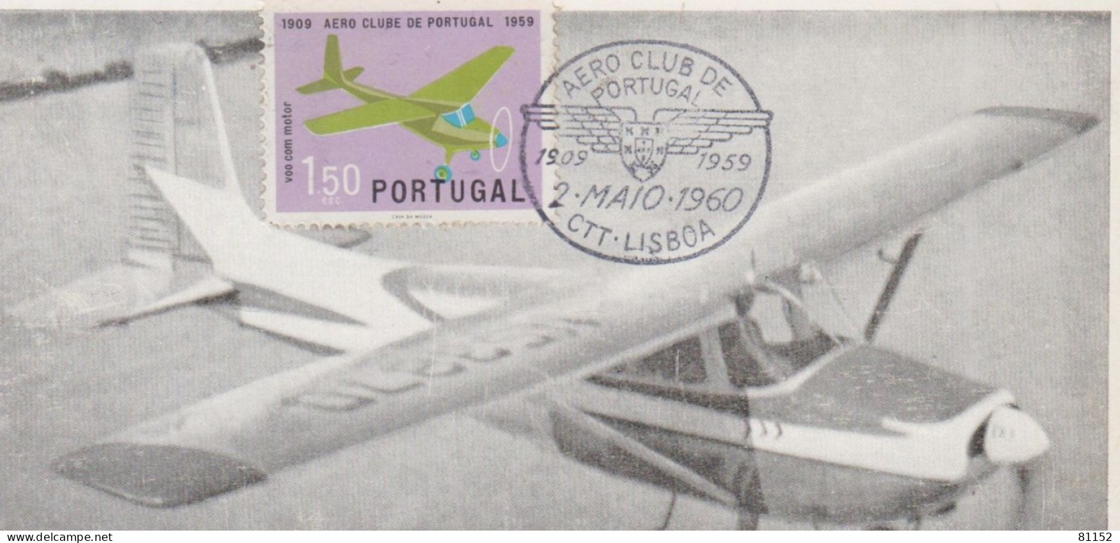 CPSM  Cinquantenaire De L'Aéro-club De PORTUGAL   "SKYLANE 180 " Y.T.865  1.50es  Non écrite - Brieven En Documenten