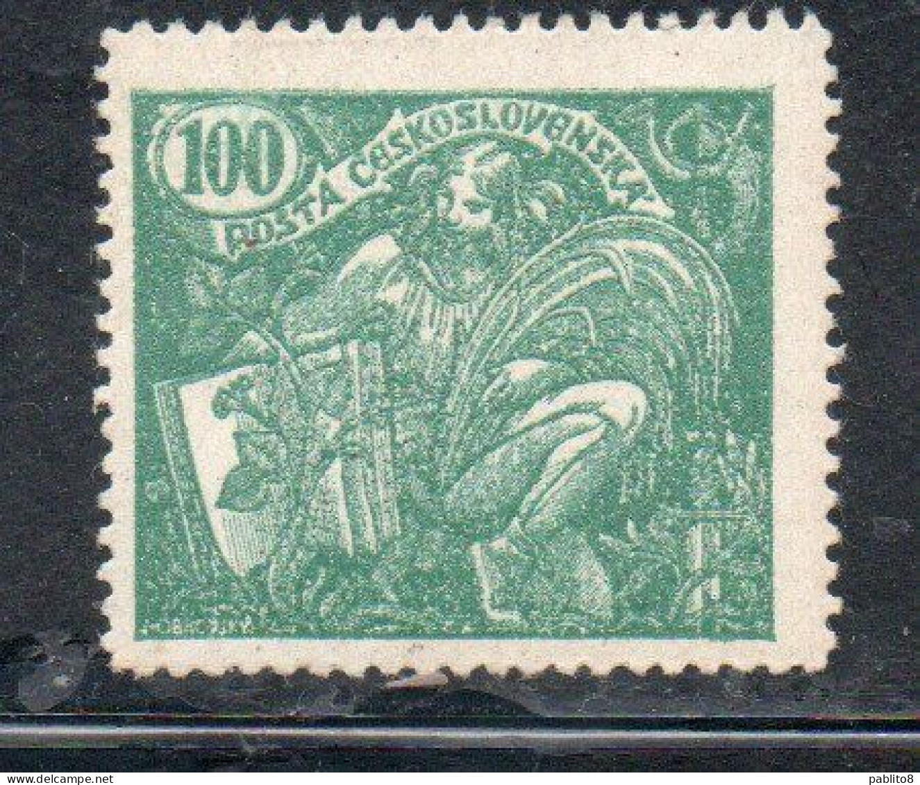 CZECH REPUBLIC REPUBBLICA CECA CZECHOSLOVAKIA CESKA CECOSLOVACCHIA 1920 AGRICULTURE AND SCIENCE 100h MH - Unused Stamps