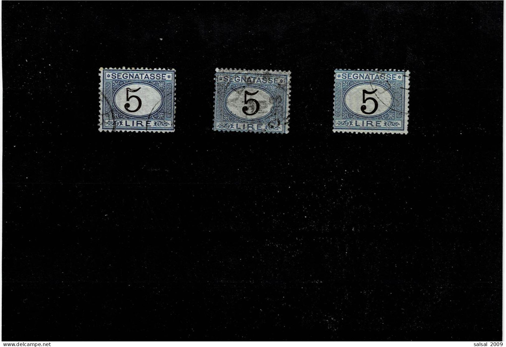 ITALIA REGNO ,"Segnatasse",5 Lire ,azzurro E Bruno ,3 Pezzi Usati ,qualita Buona - Postage Due