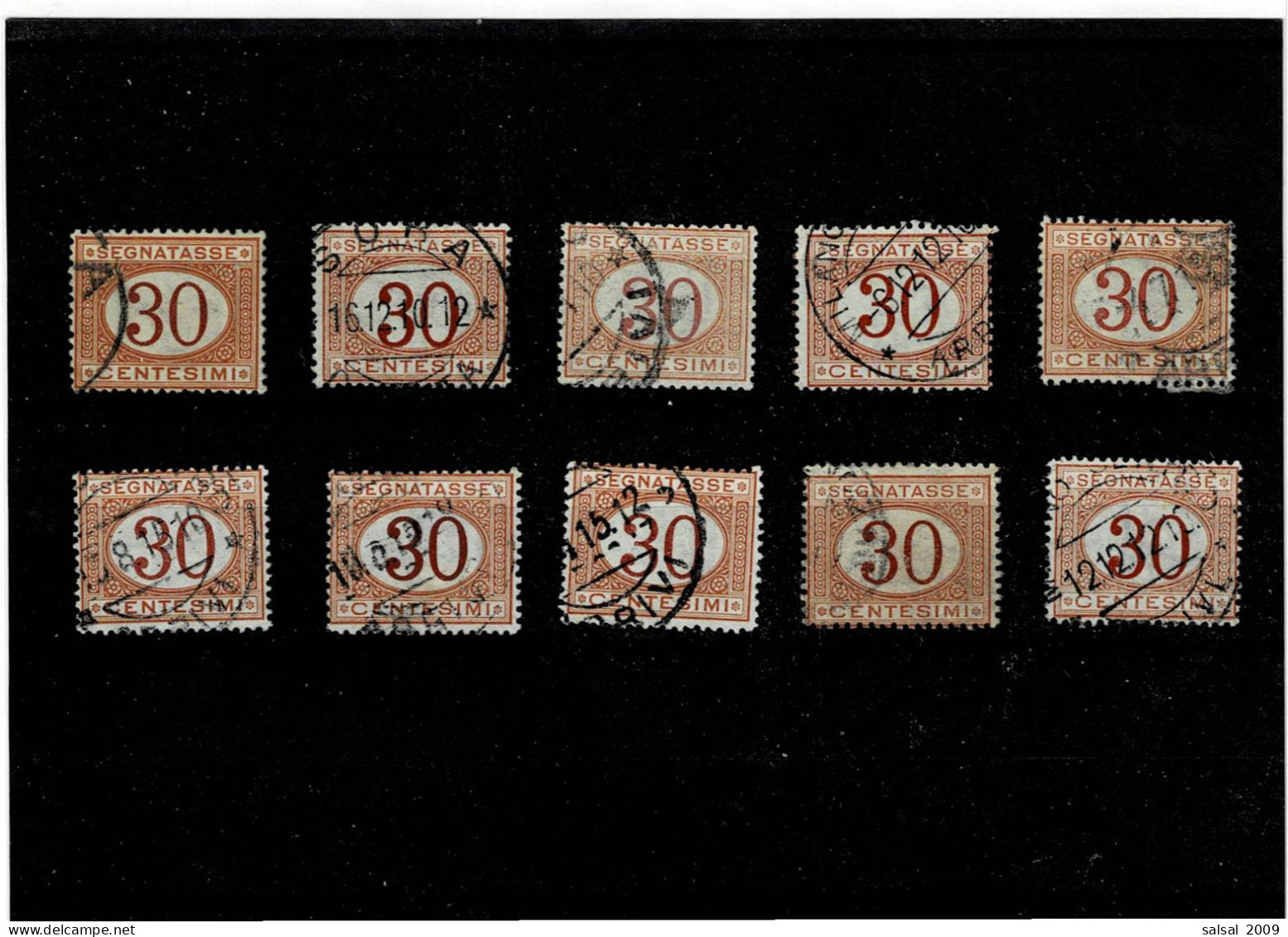 ITALIA REGNO ,"Segnatasse",30c. Arancio E Carminio ,10 Pezzi Usati ,ottima Qualita - Postage Due