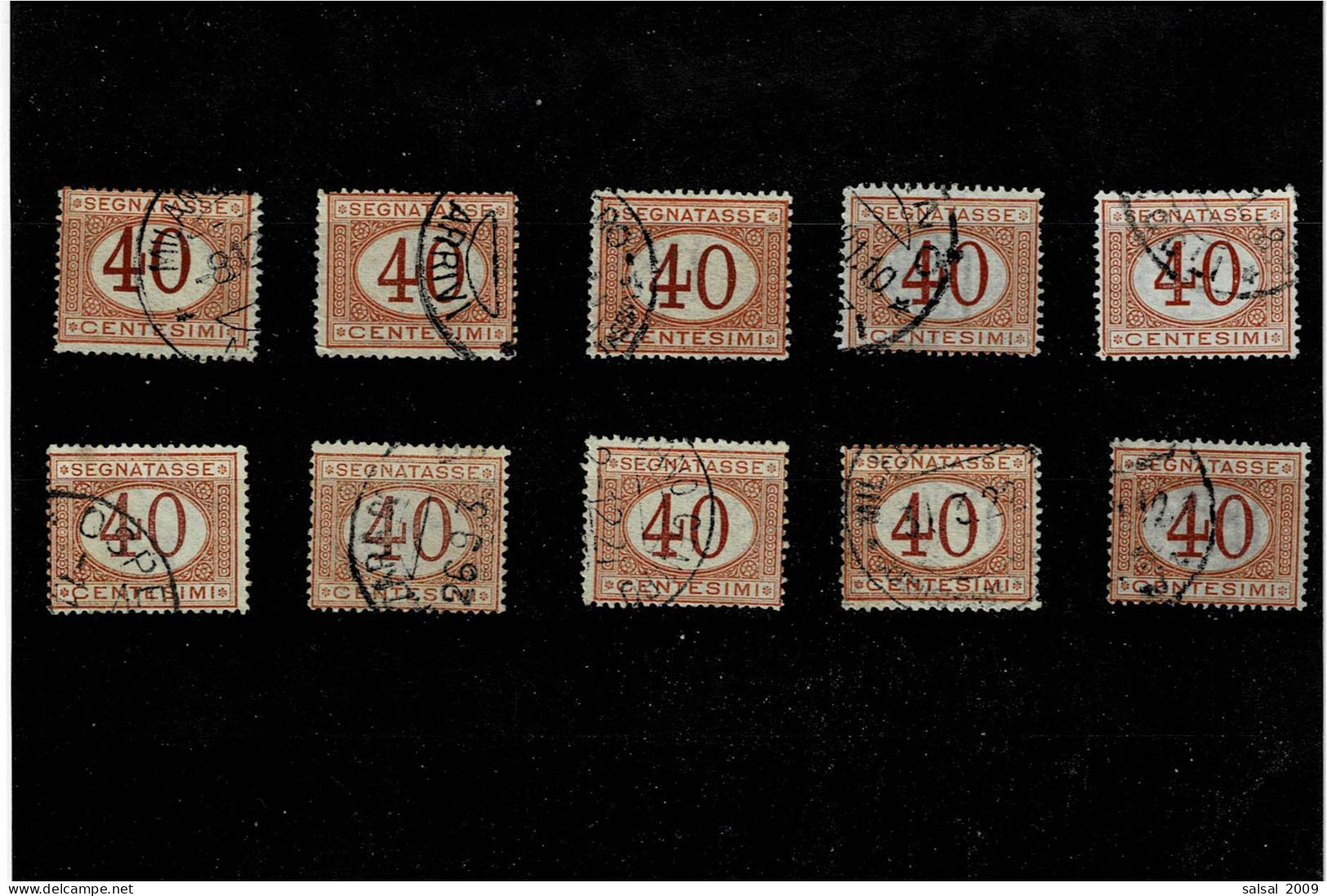 ITALIA REGNO ,"Segnatasse",40c. Arancio E Carminio ,10 Pezzi Usati ,ottima Qualita - Postage Due