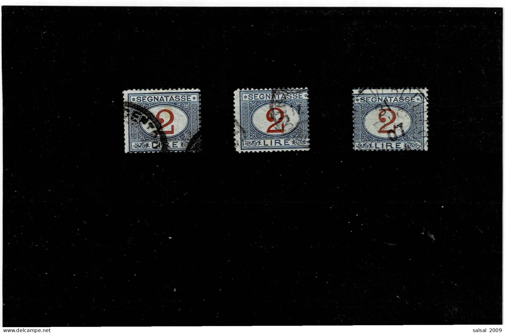 ITALIA REGNO ,"Segnatasse",2 L ,azzurro E Carminio ,3 Pezzi Usati ,ottima Qualita - Postage Due