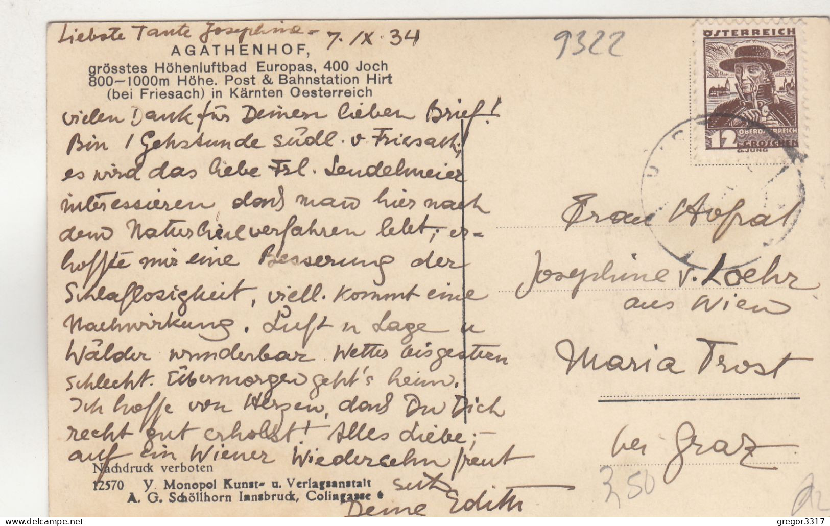 D5855) HIRT Bei FRIESACH - Agathenhof - Kärnten - 1934 - Friesach