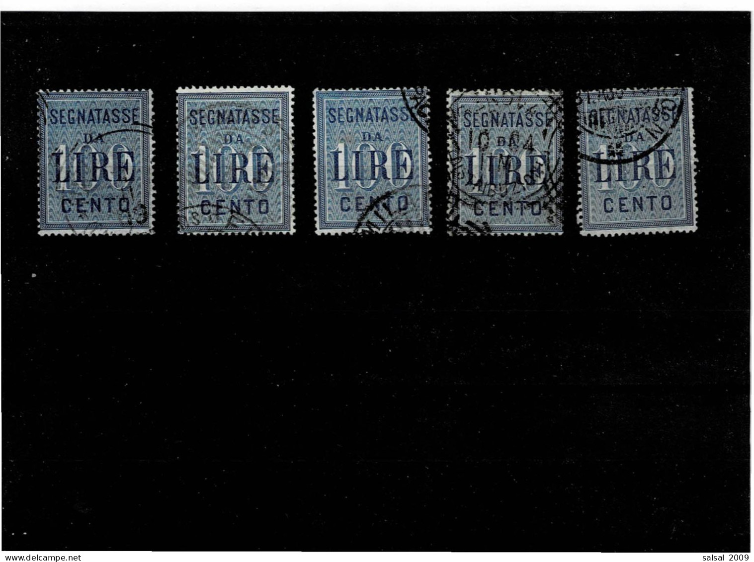 ITALIA REGNO ,"Segnatasse",100 L ,azzurro ,5 Pezzi Usati ,ottima Qualita - Postage Due