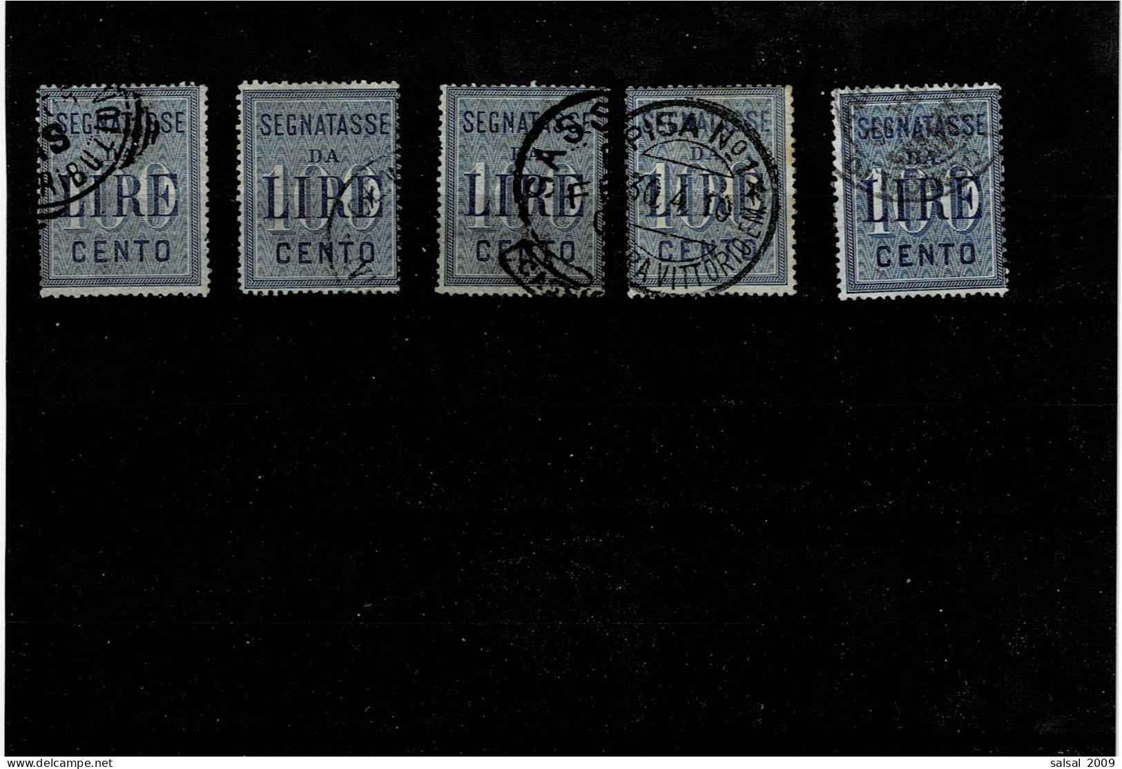 ITALIA REGNO ,"Segnatasse",100 L ,azzurro ,5 Pezzi Usati ,ottima Qualita - Postage Due