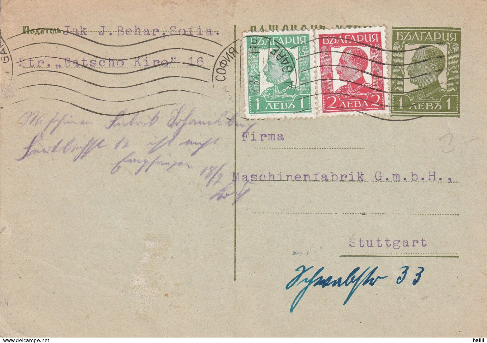 Bulgarie Entier Postal Pour L'Allemagne 1937 - Ansichtskarten