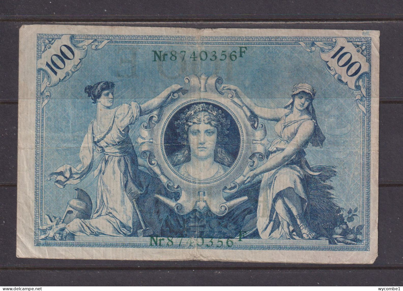 GERMANY - 1908 100 Mark Circulated Banknote As Scans - 100 Mark