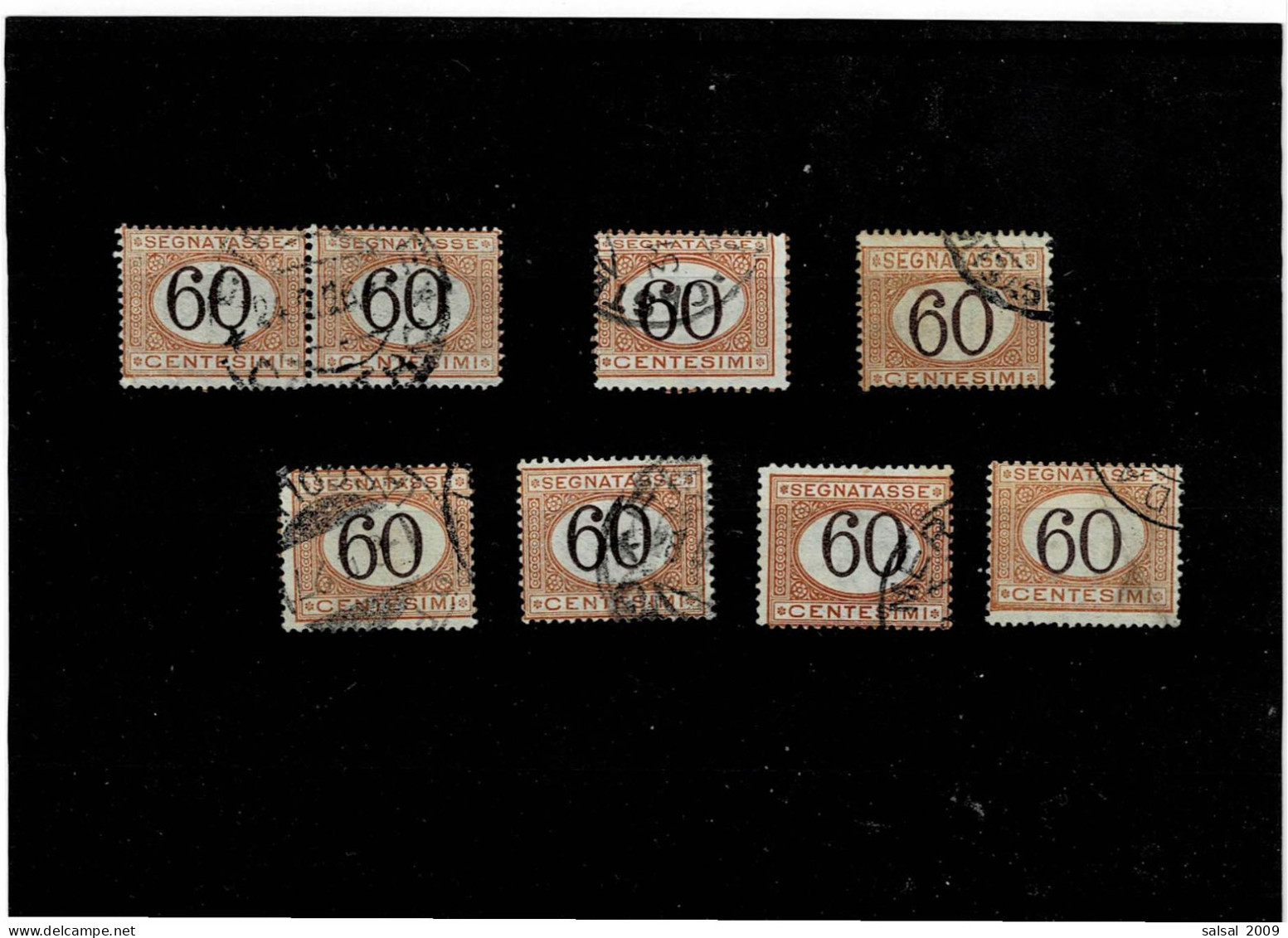 ITALIA REGNO ,"Segnatasse",60c. ,arancio E Bruno ,8 Pezzi Usati ,ottima Qualita - Postage Due