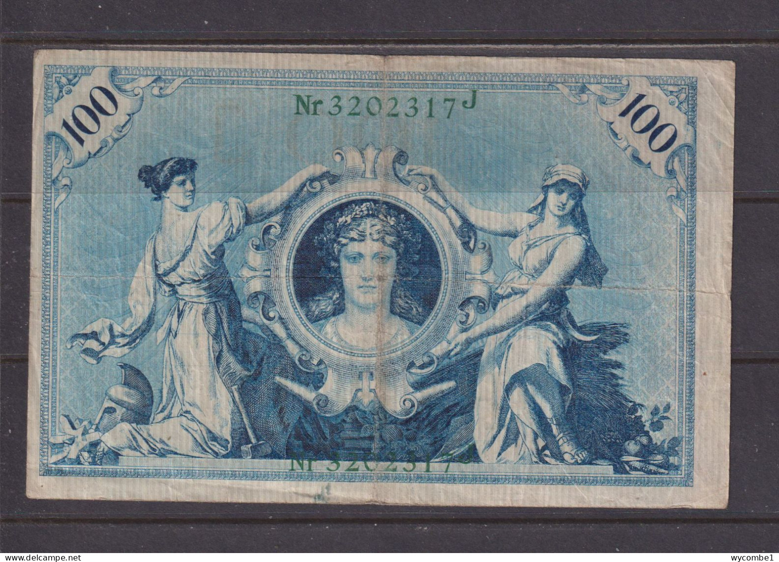 GERMANY - 1908 100 Mark Circulated Banknote As Scans - 100 Mark