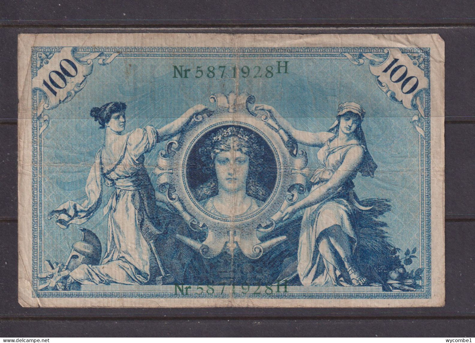 GERMANY - 1908 100 Mark Circulated Banknote As Scans - 100 Mark