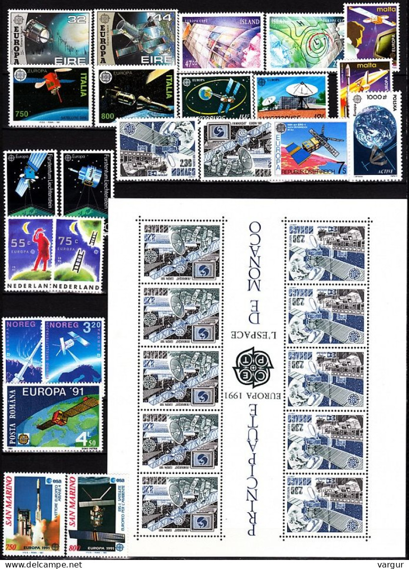 EUROPA CEPT 1991 Space. Complete Collection, Less Sweden. 39 Countries, MNH - Full Years