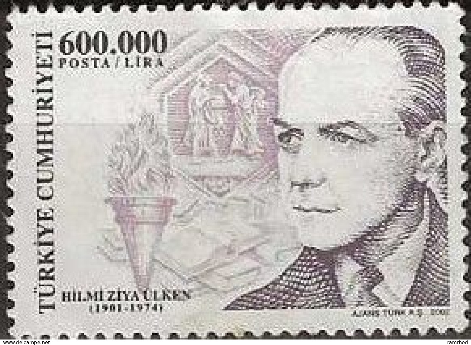 TURKEY 2002 Personalities - 600000l. Hilmi Ziya Ulken (philosopher) MNG - Unused Stamps