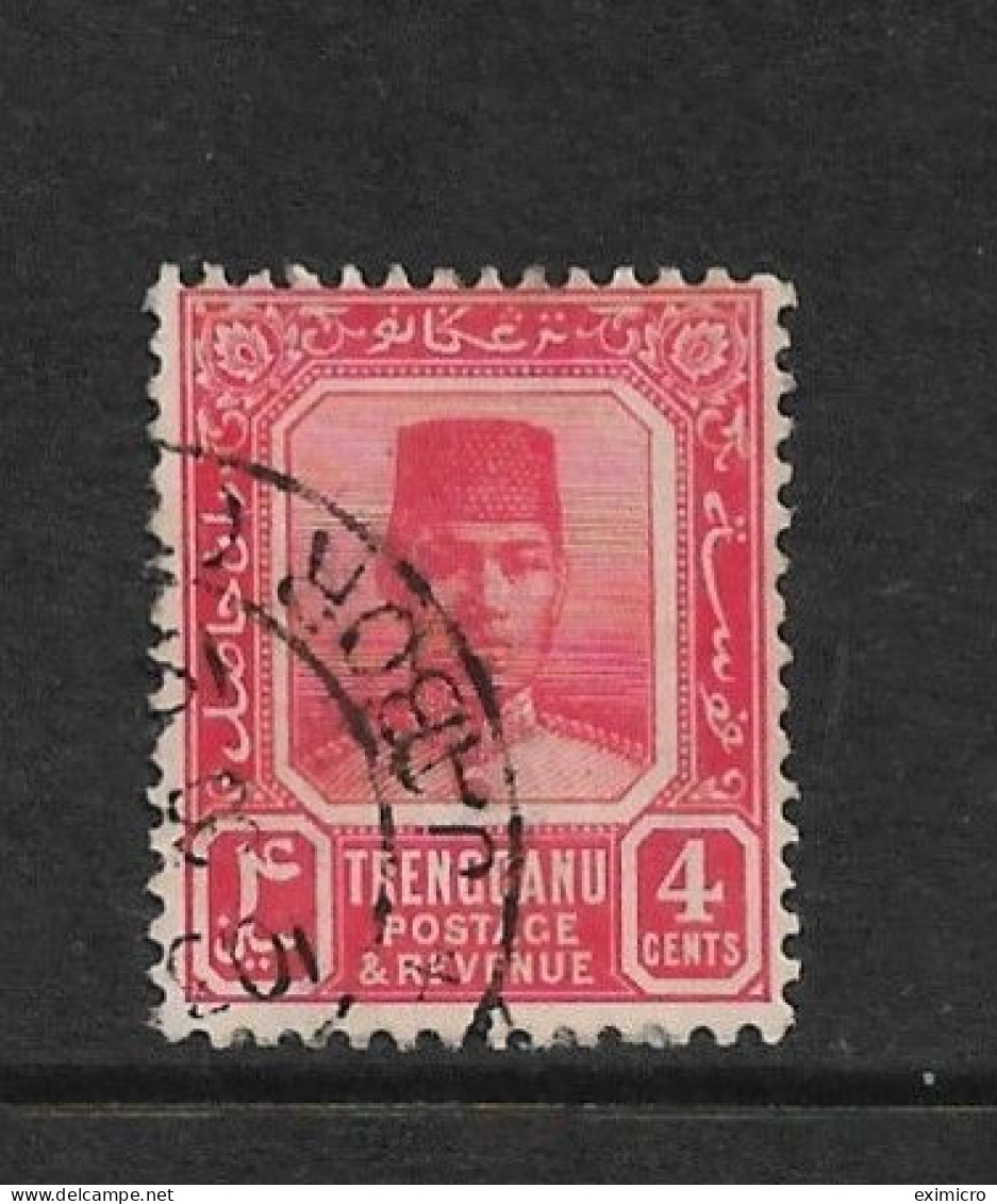 MALAYA - TRENGGANU 1941 4c SCARLET - VERMILLION  SG 30a ORDINARY PAPER FINE USED Cat £50 - Trengganu