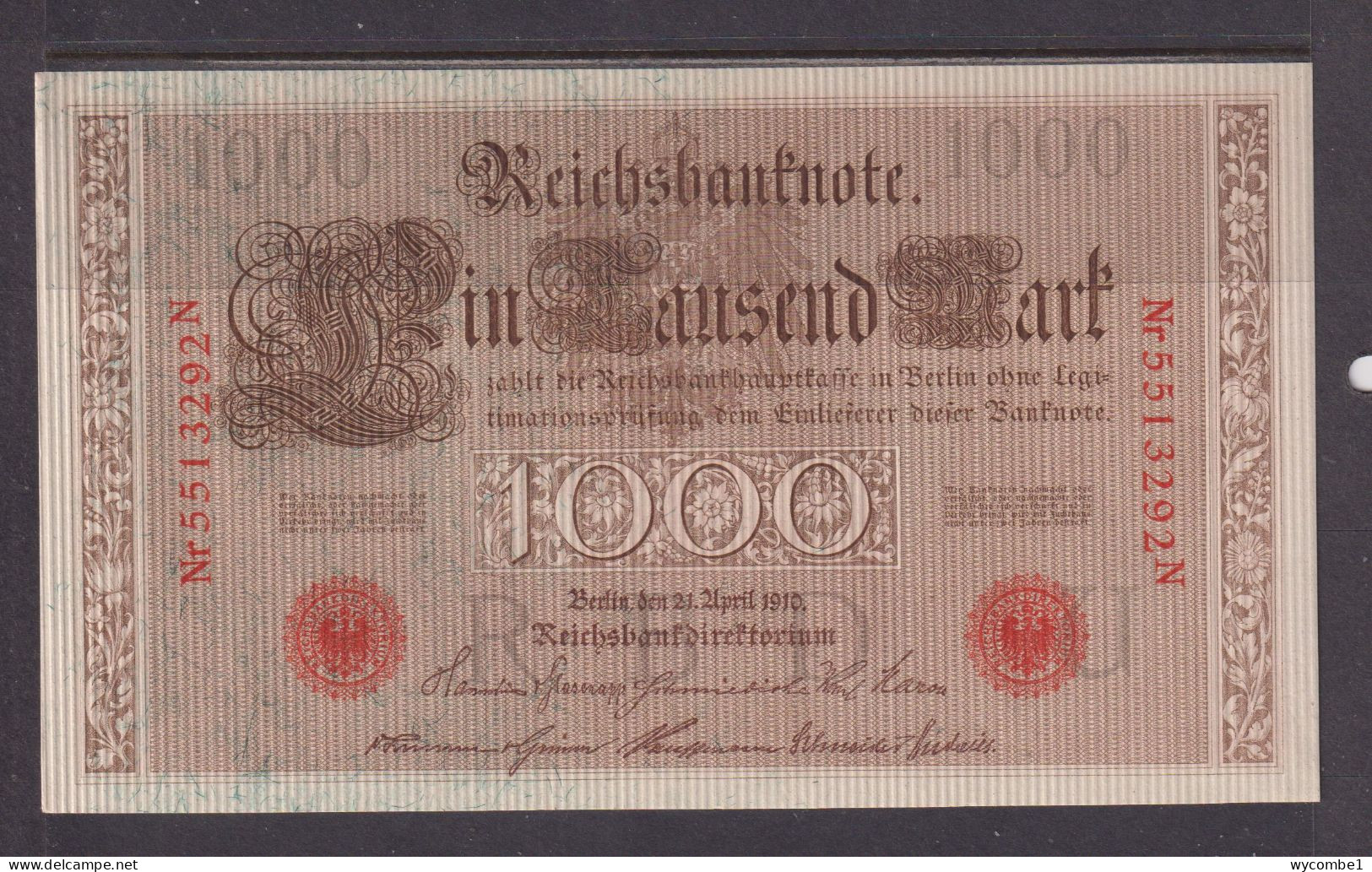 GERMANY - 1910 1000 Mark Circulated Banknote As Scans - 1000 Mark