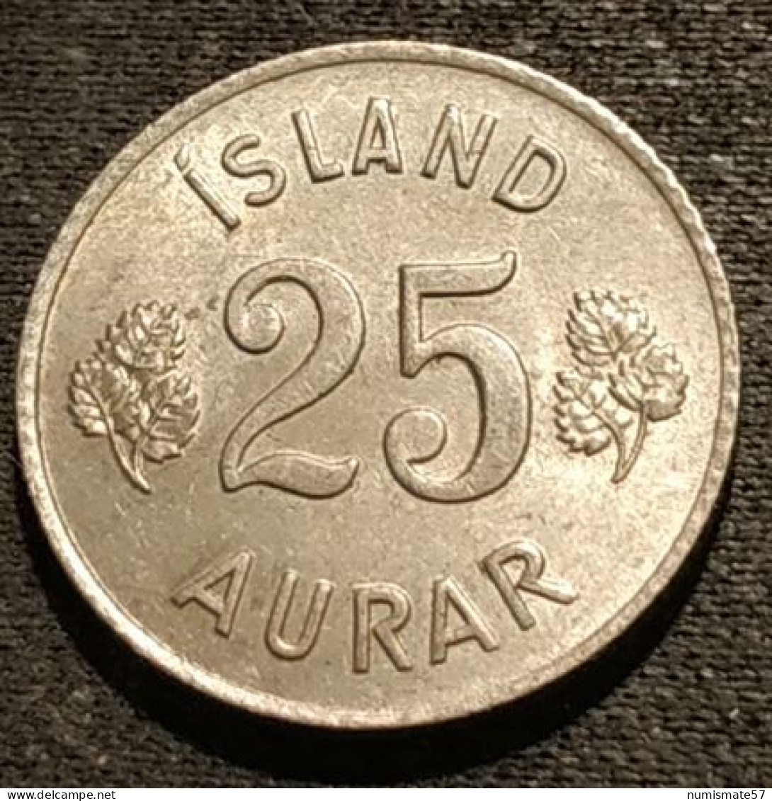 ISLANDE - ICELAND - 25 AURAR 1961 - KM 11 - ISLAND - Island