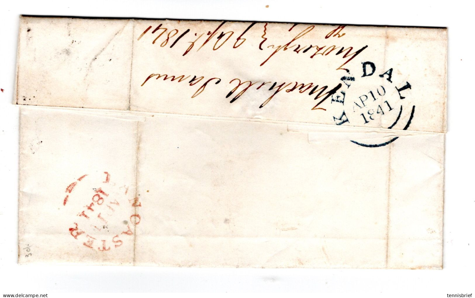 1841 , 1 P. Black , 4 Large Margins , Cpl. Cover With Full Contents -clear " KENDAL- AP 10 -1841 " - Lettres & Documents