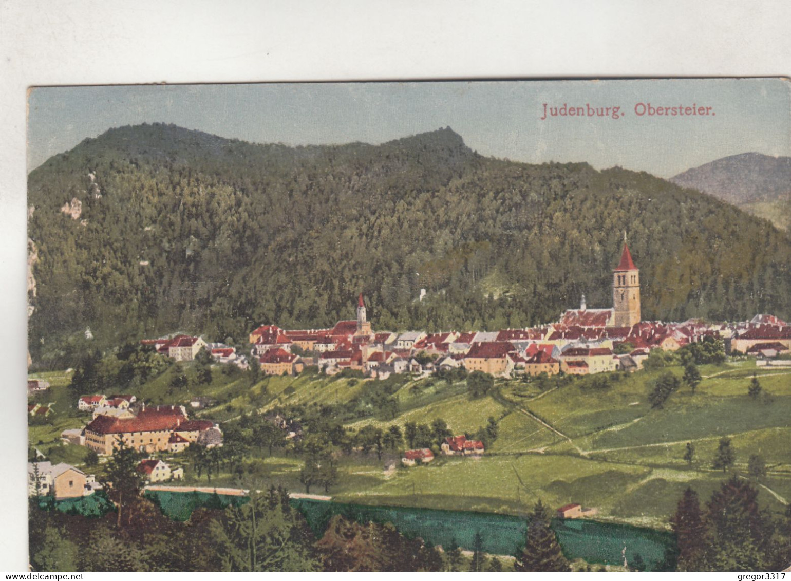 D5921) JUDENBURG - Obersteiermark - Fluss Häuser Kirche 1917 - Judenburg