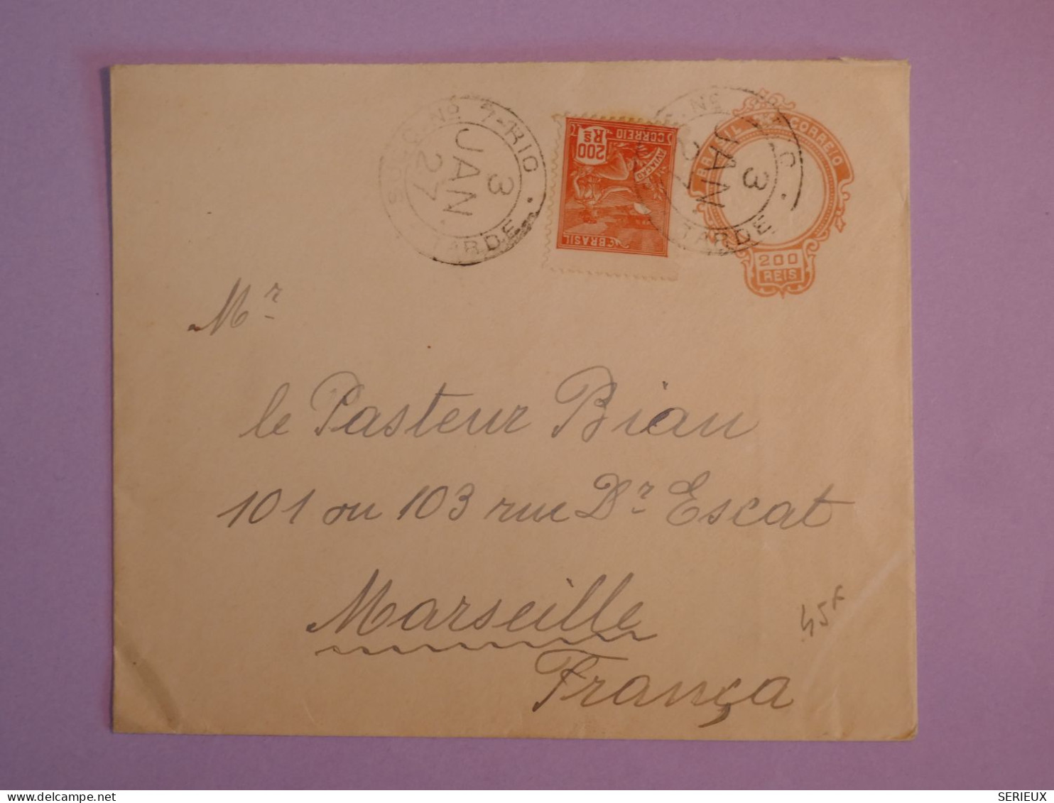 DC11  BRAZIL   BELLE  LETTRE  ENTIER  1927 RIO A MARSEILLE FRANCE  ++AFF. INTERESSANT++ - Entiers Postaux