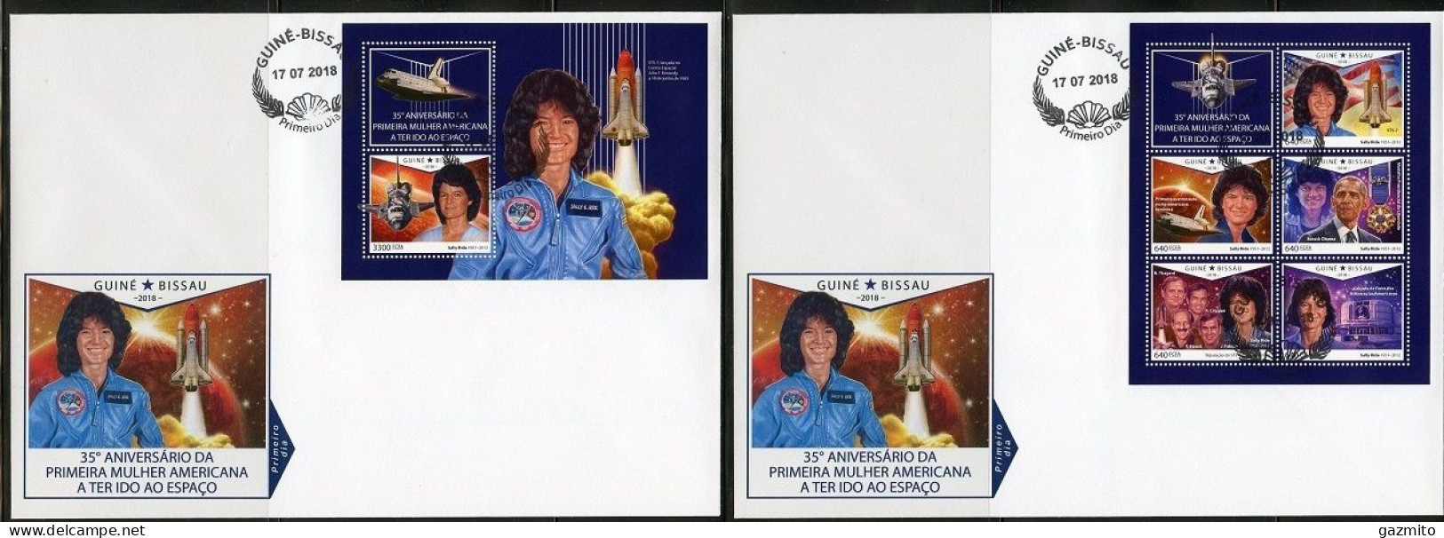 Guinea Bissau 2018, Space, First USA Woman In Space, 5val In BF +BF In 2FDC - Afrika