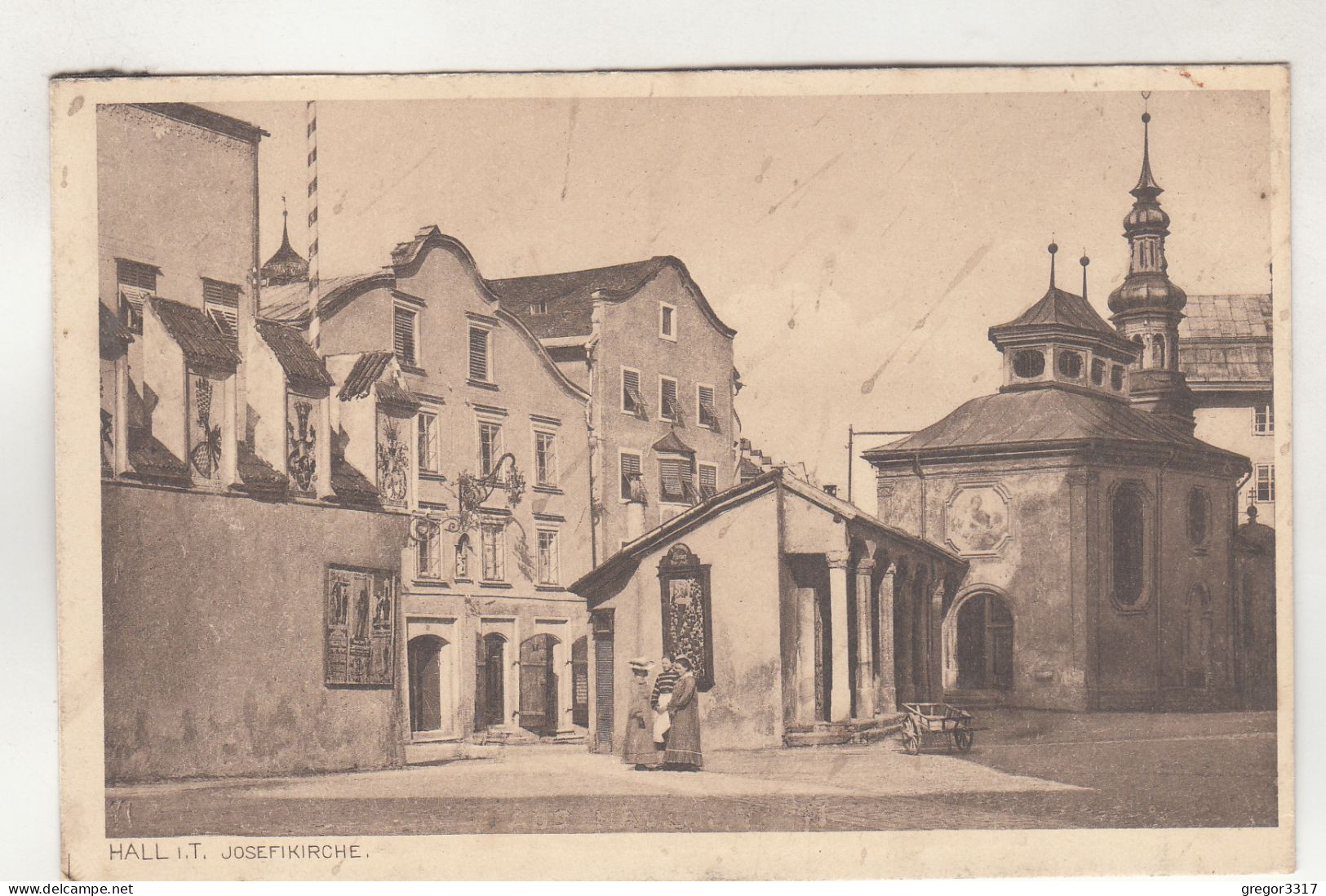 D5937) HALL In TIROL - Josefikirche Mit Frauen Im Gespräch Davor ALT ! - Hall In Tirol