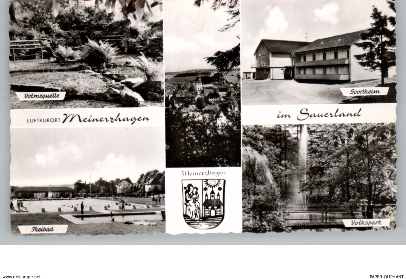 5882 MEINERZHAGEN, Freibad, Sportheim, Volkspark, Volmequwelle, Stadtwappen, 1960 - Meinerzhagen