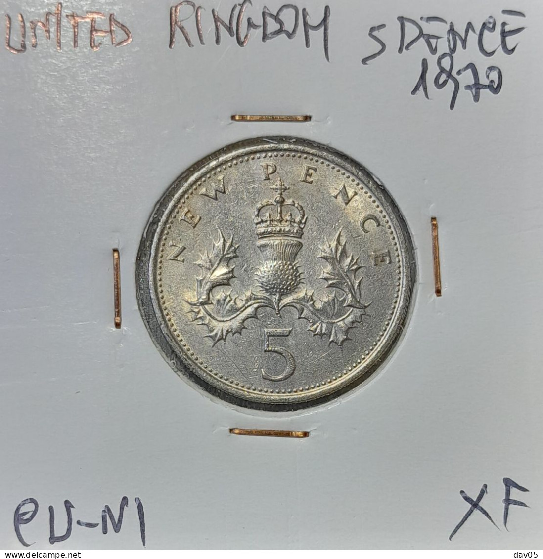 UNITED KINGDOM - 5 PENCE 1970 - XF - 5 Pence & 5 New Pence