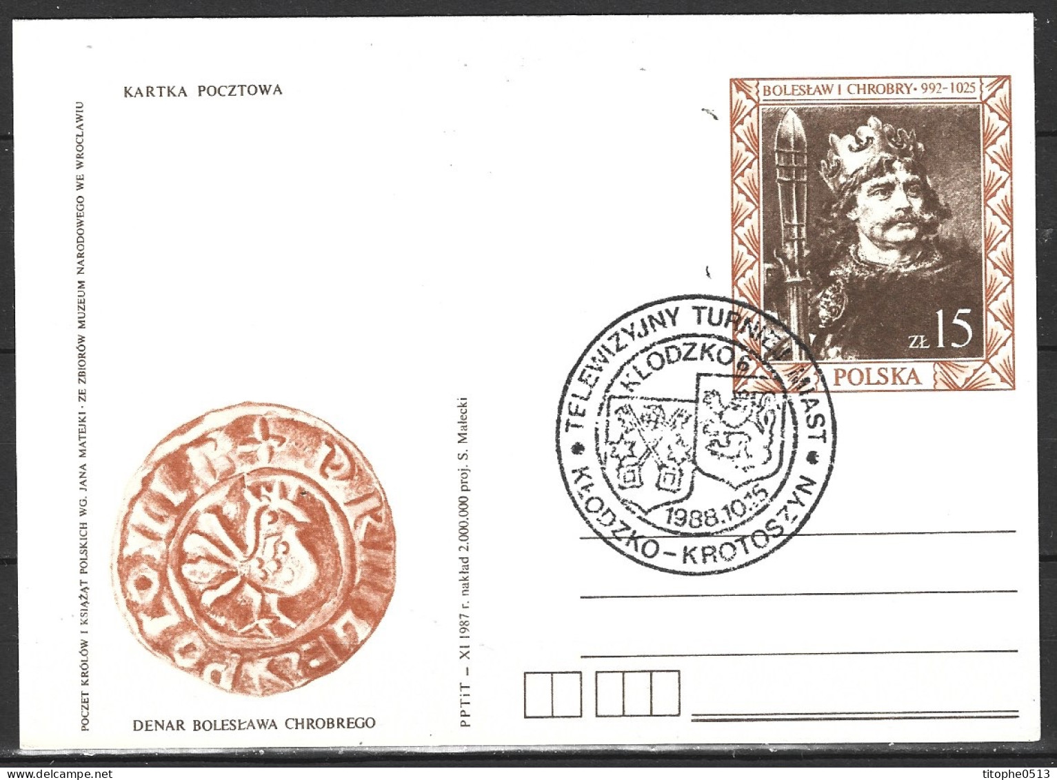 POLOGNE. Carte Commémorative De 1988. Armoiries De Klodzko & De Krotoszyn. - Andere & Zonder Classificatie