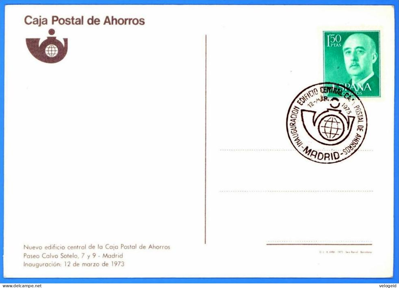 España. Spain. 1973. Matasello Especial. Special Postmark. Inauguracion Edificio CAJA POSTAL   - Franking Machines (EMA)