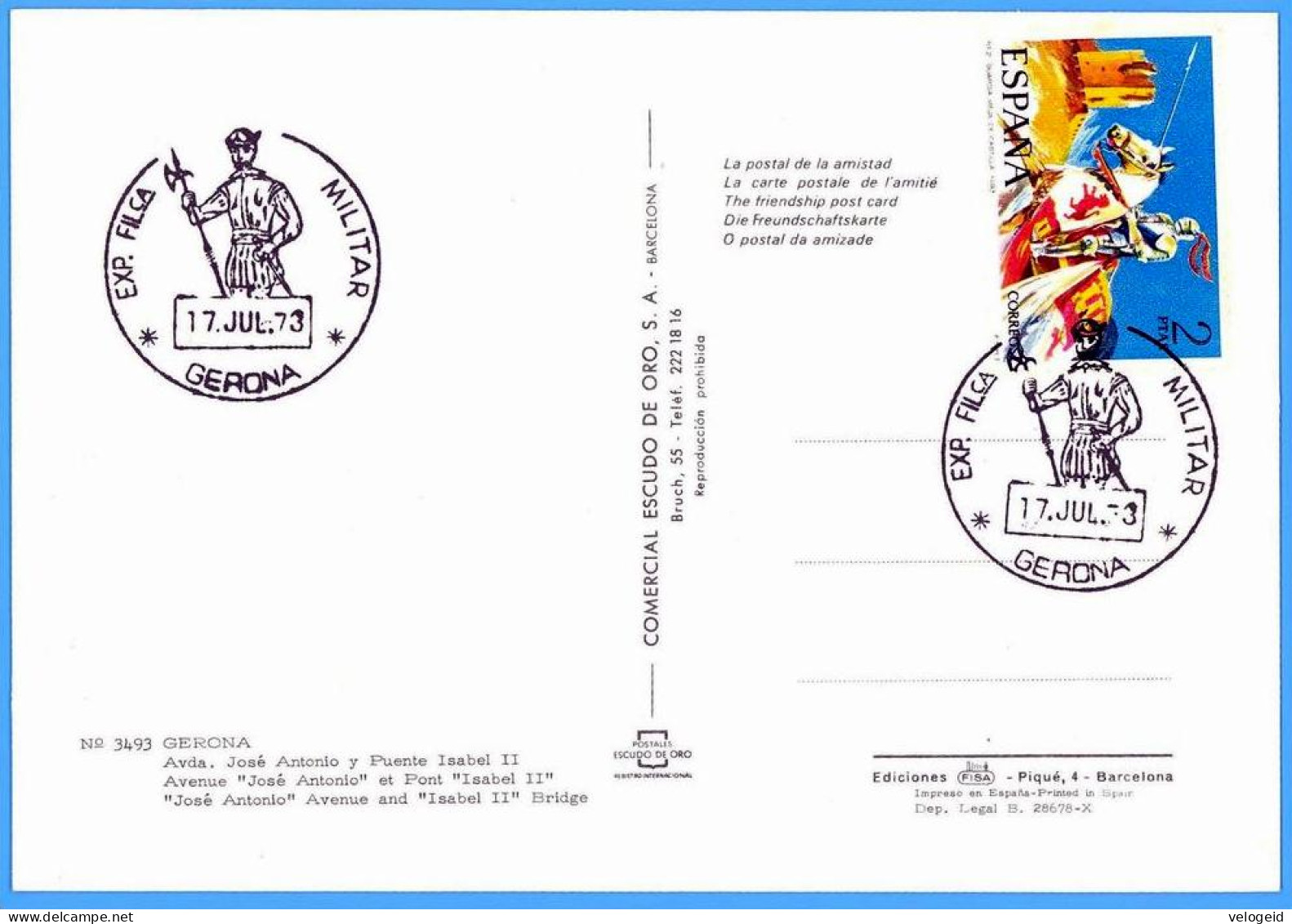 España. Spain. 1973. Matasello Especial. Special Postmark. Exp. Filatelica Militar. Gerona - Machines à Affranchir (EMA)