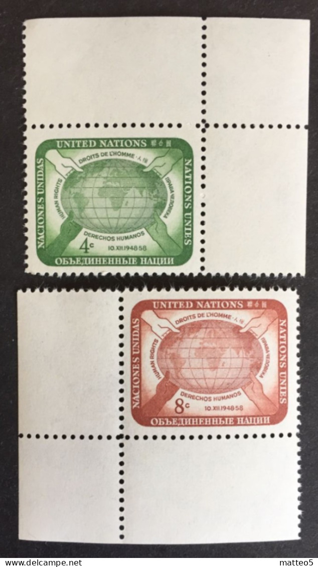 1958 - United Nations UNO UN ONU - Human Rights - 10 Years Of Universal Declaration -  Unused - Unused Stamps