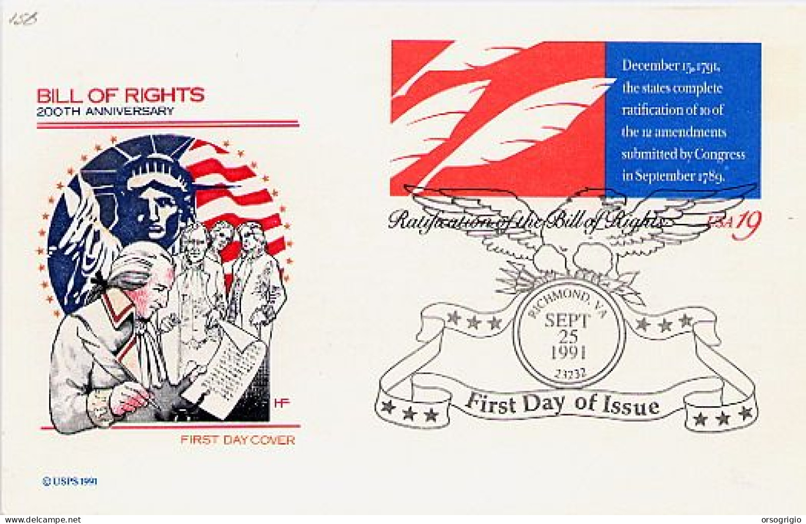 USA - Intero Postale - Stationery -  1991 - BILL OF RIGHTS - 1981-00