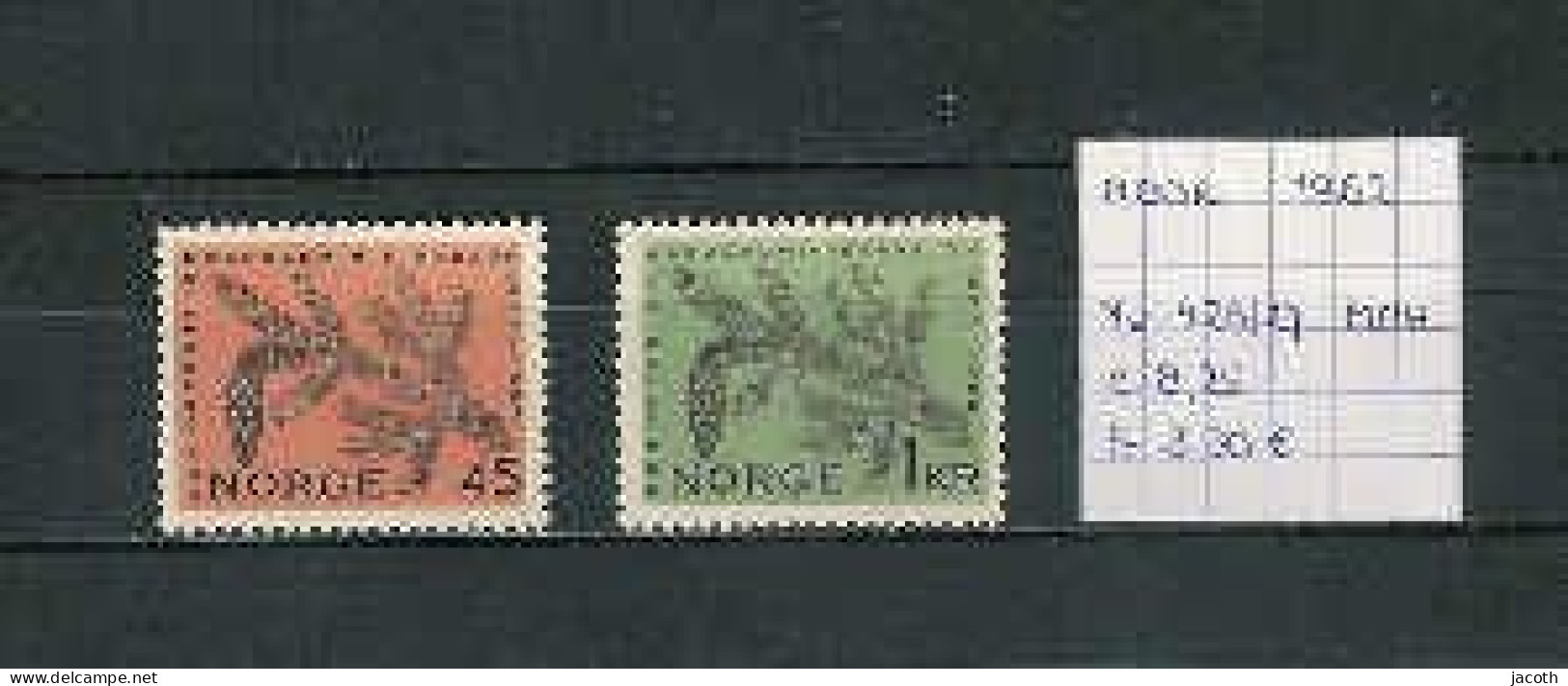 (TJ) Noorwegen 1962 - YT 426/27 (postfris/neuf/MNH) - Ungebraucht