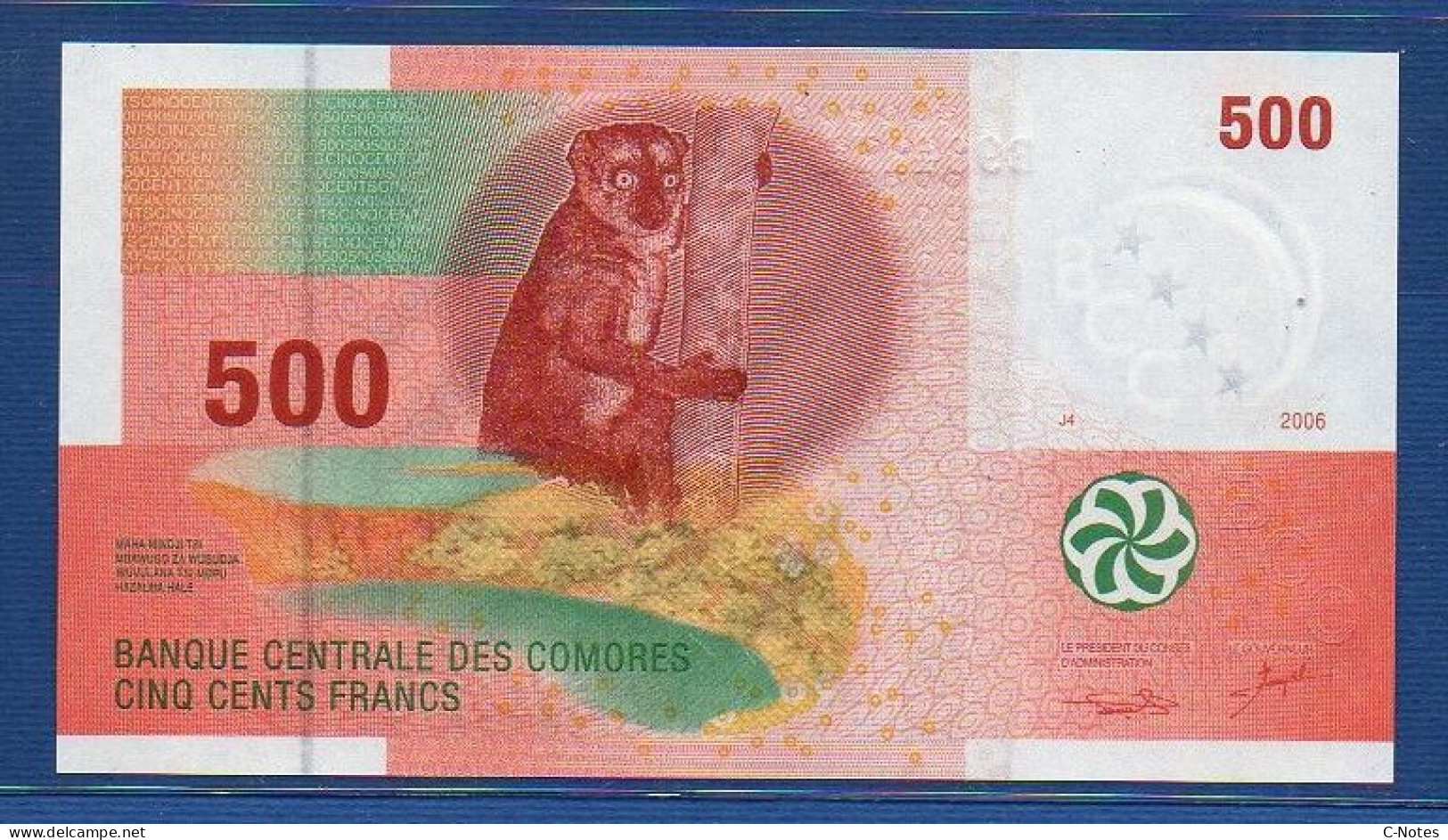 COMOROS - P.15a – 500 Francs 2006 UNC, S/n B964174 - Comoren