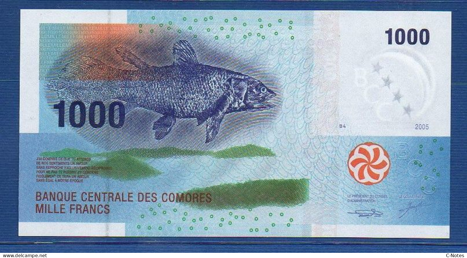 COMOROS - P.16a – 1000 Francs 2005 UNC, S/n B097034 - Komoren