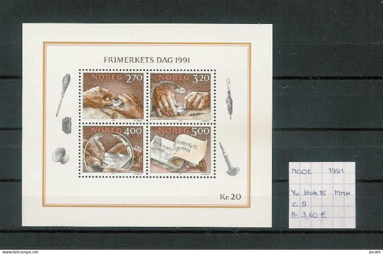 (TJ) Noorwegen 1991 - YT Blok 15 (postfris/neuf/MNH) - Blocks & Kleinbögen