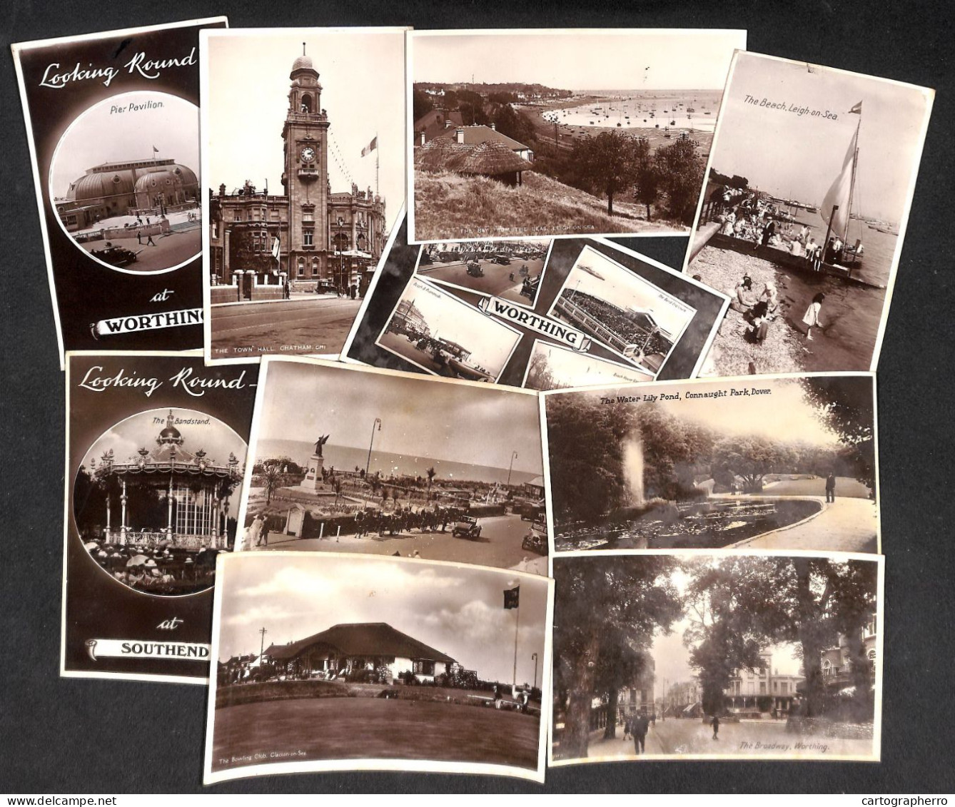 Lot 10 Real Photo Postcards England Worthing Southend Clacton On Sea Leigh On Sea Dover - Colecciones Y Lotes