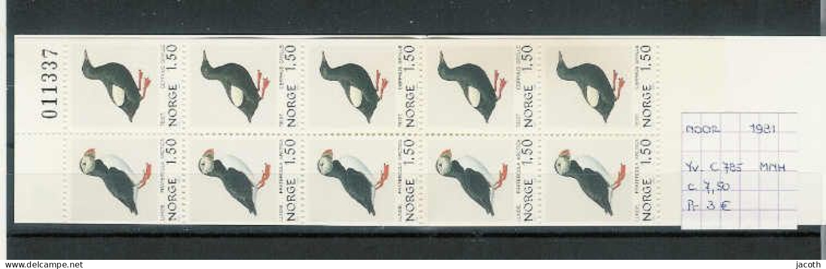 (TJ) Noorwegen 1981 - YT C785 (postfris/neuf/MNH) - Carnets