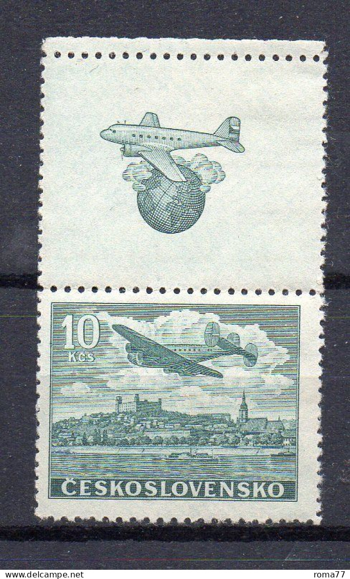 MONK660 - CECOSLOVACCHIA 1946 ,  Posta Aerea Yvert N. 22 Due Esemplari ***  MNH. Gomma Stanca - Poste Aérienne