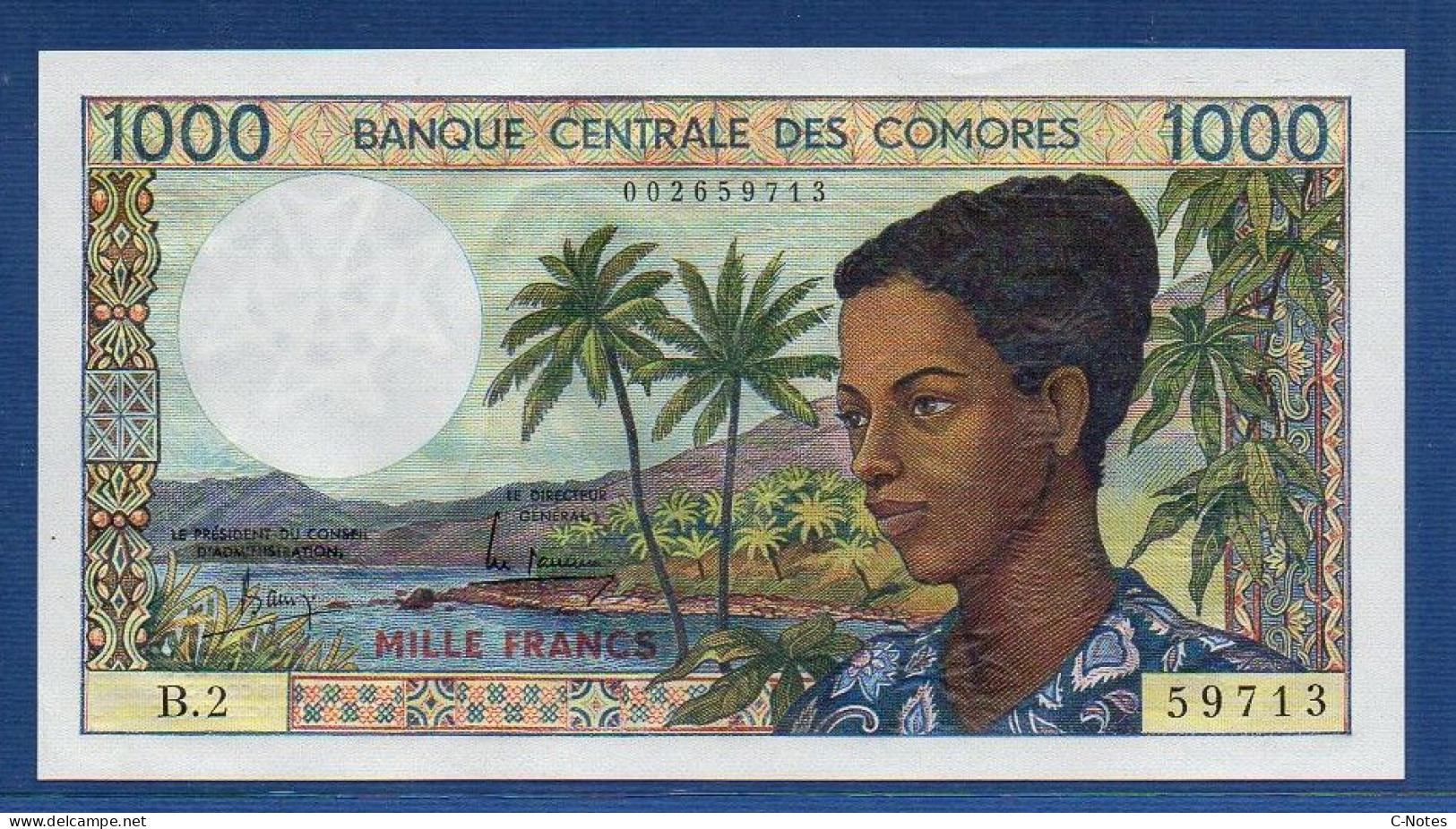 COMOROS - P.11a – 1000 Francs ND (1984 - 2004) UNC, S/n B.2 59713 - Comores