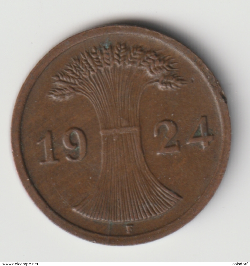 DEUTSCHES REICH 1924 F: 2 Reichspfennig, KM 38 - 2 Rentenpfennig & 2 Reichspfennig