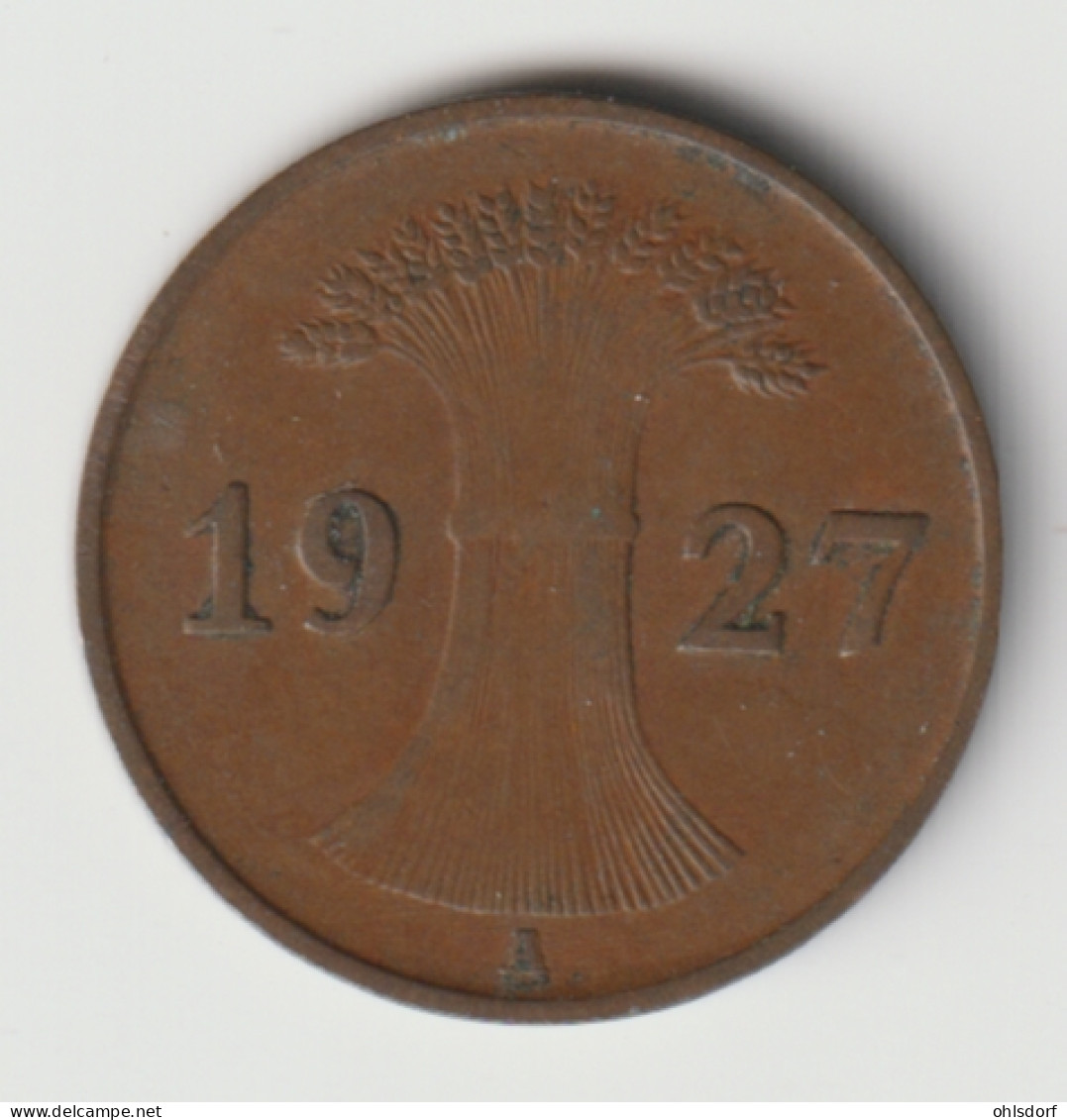 DEUTSCHES REICH 1927 A: 1 Reichspfennig, KM 37 - 1 Renten- & 1 Reichspfennig