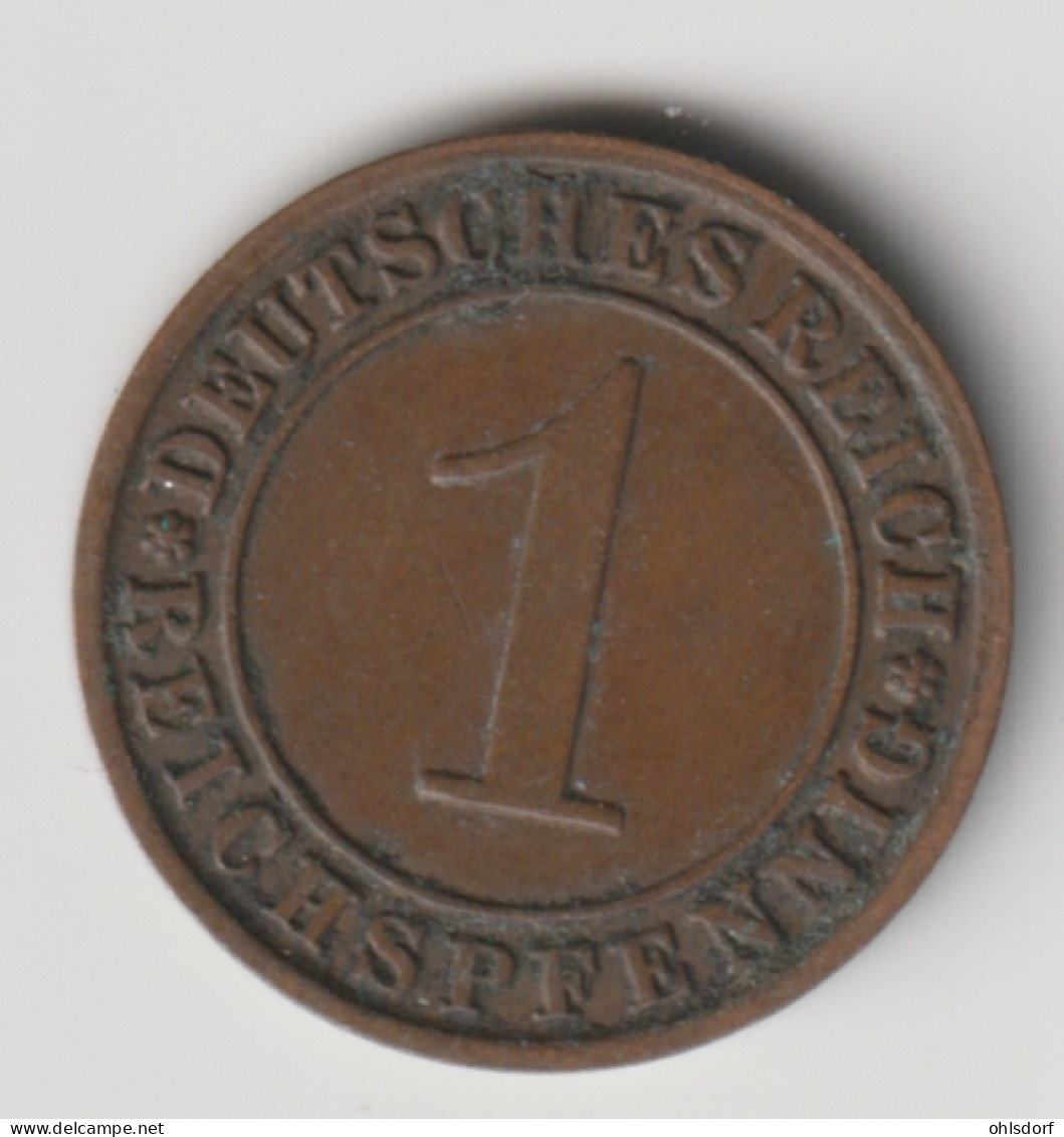 DEUTSCHES REICH 1927 F: 1 Reichspfennig, KM 37 - 1 Renten- & 1 Reichspfennig