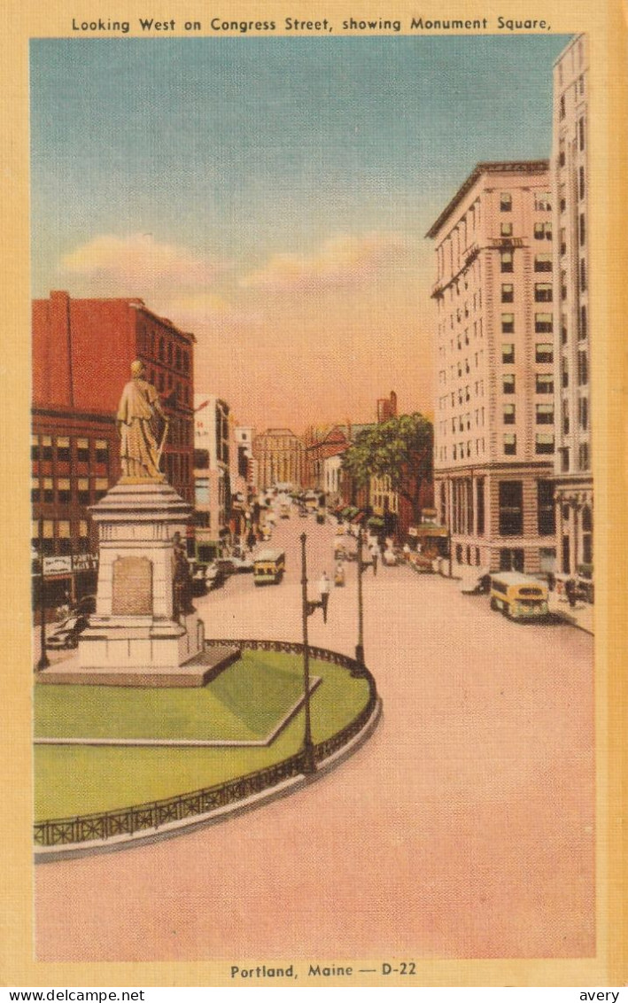 Looking West On Congress Street, Showing Monument Square, Portland, Maine - Portland