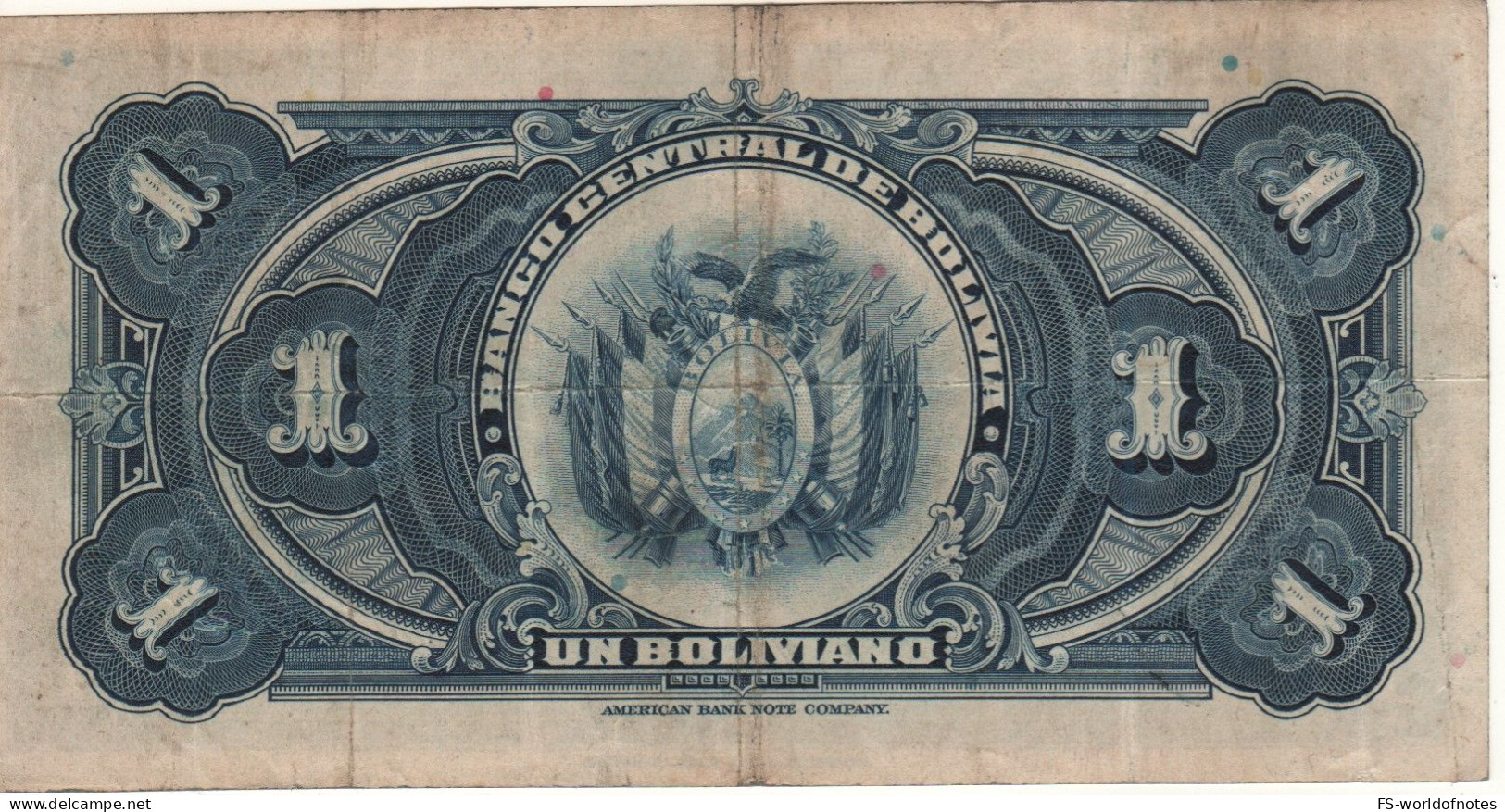 BOLIVIA  1 Boliviano  P118   Dated  L. 20.07.1928    Serie M4       (  Simón Bolívar, Potosí ) - Bolivia