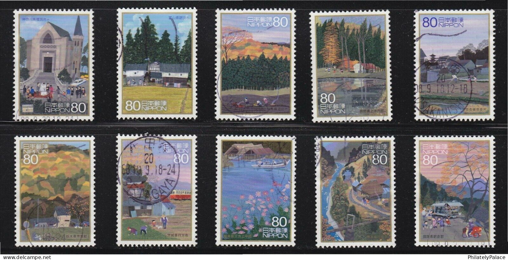 JAPAN 2008 (PREFECTURE) HOMETOWNS SCENES IN MY HEART (SUMMER) S1 10 STAMPS USED (**) - Used Stamps