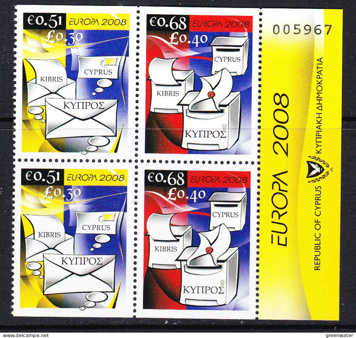 Europa Cept 2008 Cyprus 2x2v From Booklet ** Mnh (VA189) @ Face Value - 2008